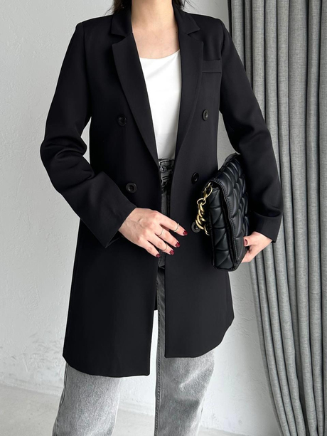 Altı Düğmeli Blazer Ceket Siyah
