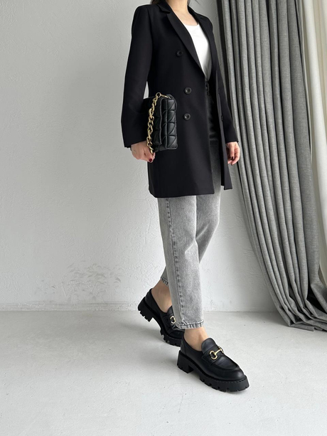 Altı Düğmeli Blazer Ceket Siyah