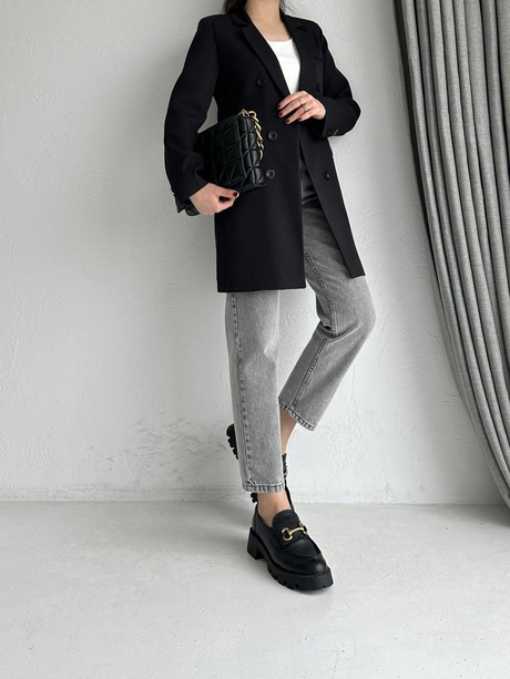 Altı Düğmeli Blazer Ceket Siyah