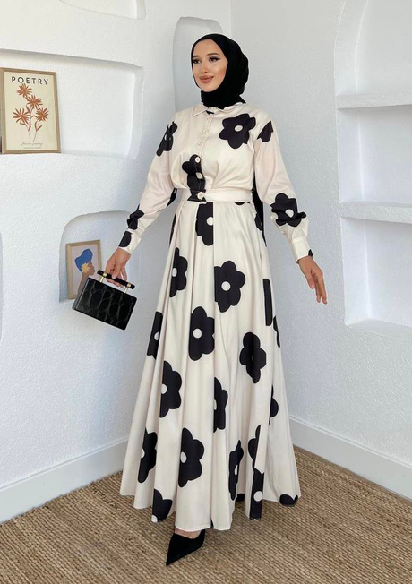 Alya Desenli Elbise Siyah
