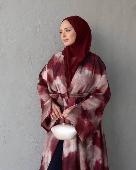 ASİA KİMONO ABAYA Bordo