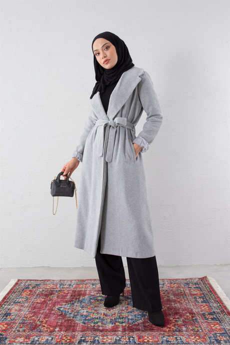 Astarlı Kaşe Kaban Gri - Moda AlaAstarlı Kaşe Kaban Gri