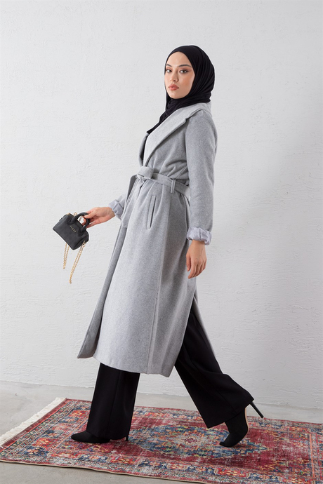 Astarlı Kaşe Kaban Gri - Moda AlaAstarlı Kaşe Kaban Gri