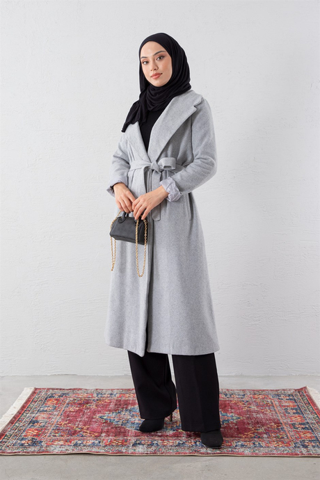 Astarlı Kaşe Kaban Gri - Moda AlaAstarlı Kaşe Kaban Gri