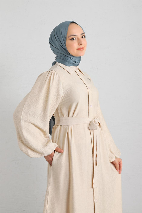 Ayrobin Astarlı Elbise Bej