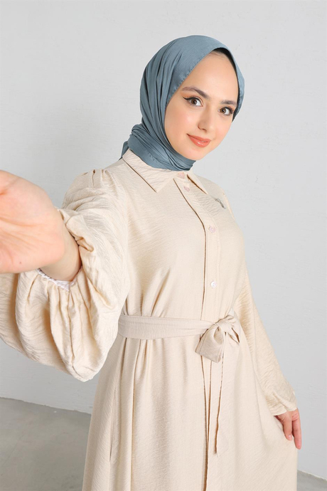 Ayrobin Astarlı Elbise Bej
