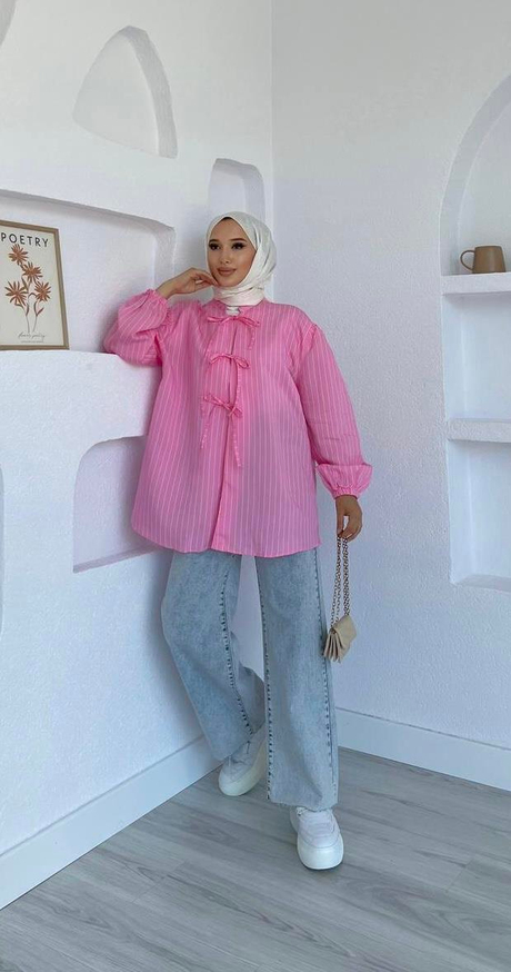Bağcık Detaylı Gömlek Pembe