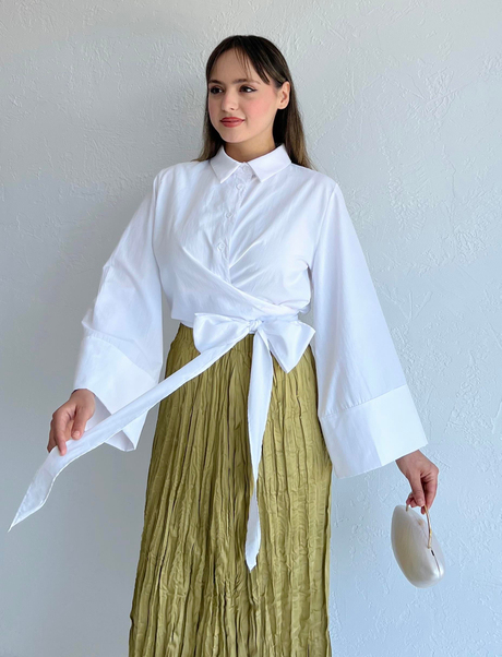 Bağlamalı Gömlek Beyaz - Moda AlaBağlamalı Gömlek Beyaz