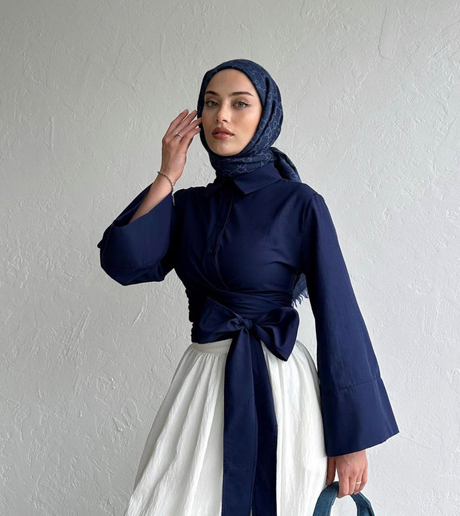 Bağlamalı Gömlek Lacivert - Moda AlaBağlamalı Gömlek Lacivert