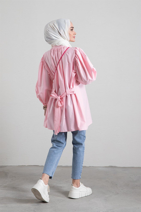 Balon Kol Tunik Pembe