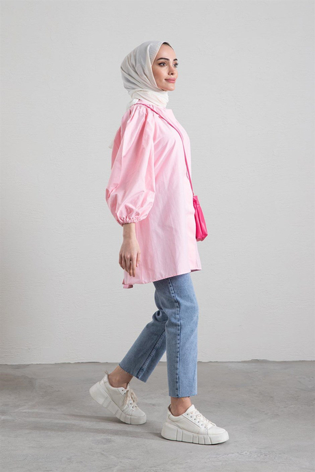 Balon Kol Tunik Pembe