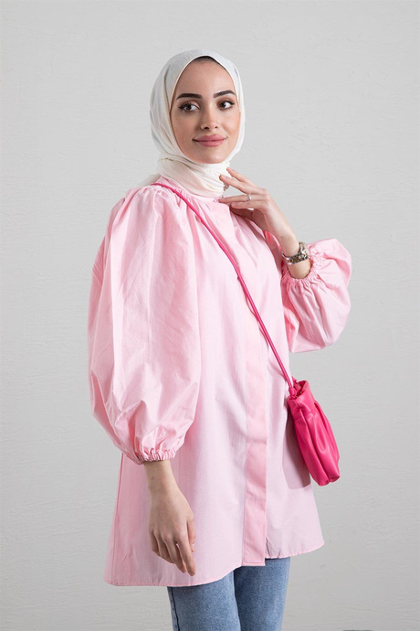 Balon Kol Tunik Pembe