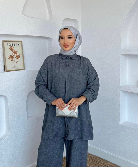 Basic Keten Takım Füme - Moda AlaBasic Keten Takım Füme