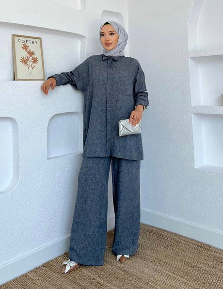Basic Keten Takım Füme - Moda AlaBasic Keten Takım Füme