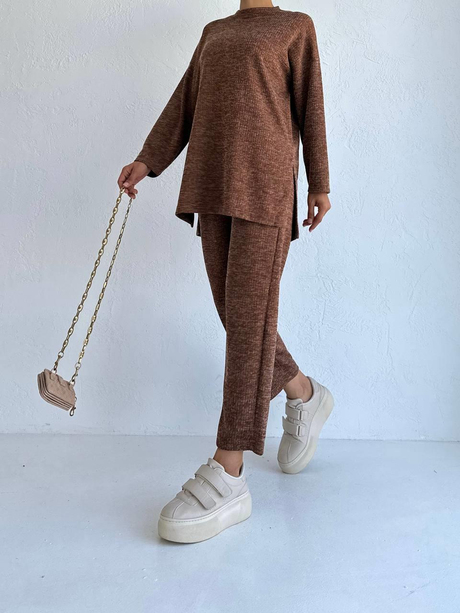Basic Triko Takım Kahverengi