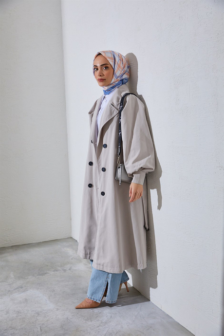 İndirimli Tesettür Giyim Modelleri | Moda Ala ile Şıklık Seninle | Bel Bağlamalı Trenç TaşBel Bağlamalı Trenç Taş