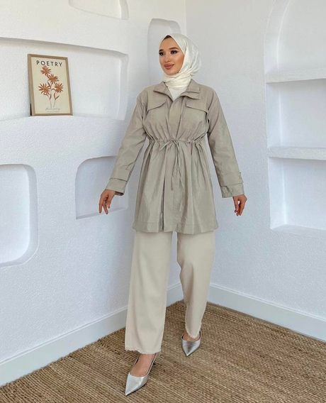 Beli Bağcıklı Ceket Taş