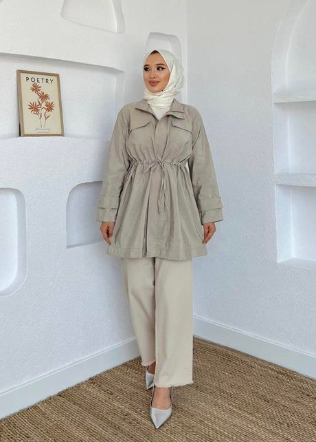 Beli Bağcıklı Ceket Taş