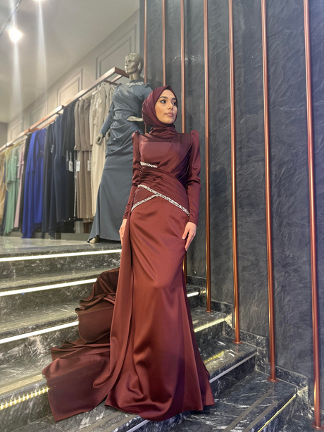 Beli Taş İşlemeli Drapeli Abiye Bordo