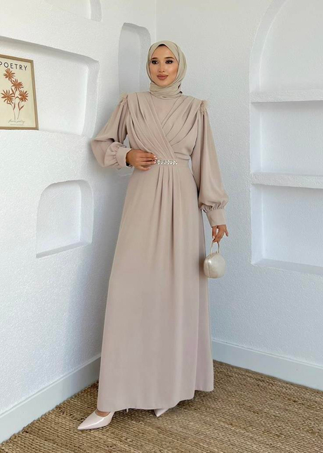 Beli Taşlı Krep Drapeli Elbise Taş - Moda AlaBeli Taşlı Krep Drapeli Elbise Taş
