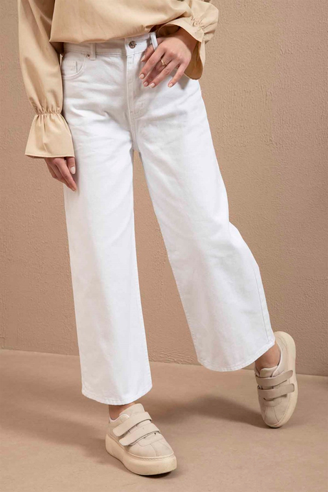 Bol Paça Pantalon Beyaz