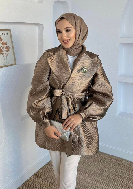 Broşlu Tafta Ceket Vizon - Moda AlaBroşlu Tafta Ceket Vizon