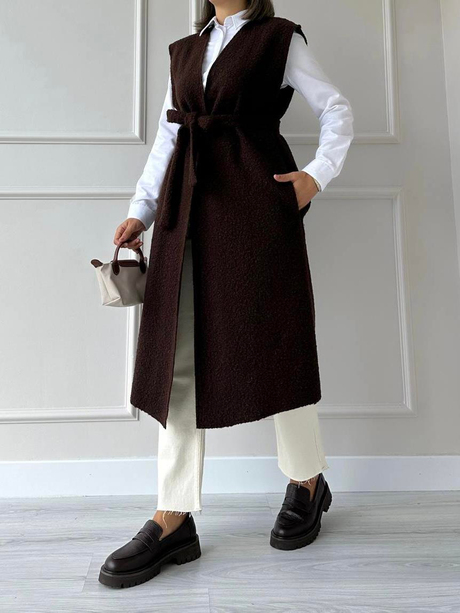 Bukle Yelek Kahverengi - Moda AlaBukle Yelek Kahverengi