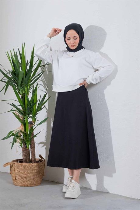 Çan Model Kot Etek Siyah