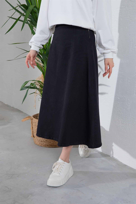 Çan Model Kot Etek Siyah
