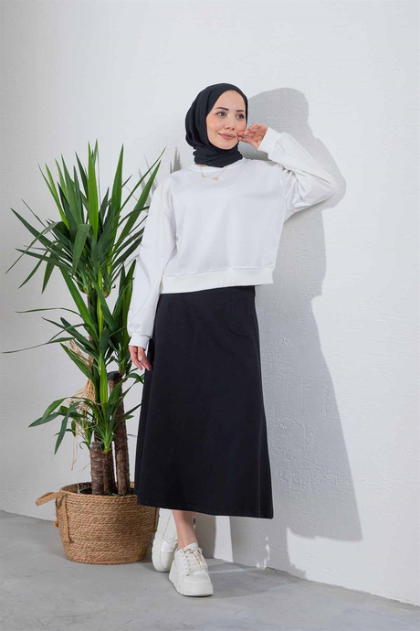 Çan Model Kot Etek Siyah
