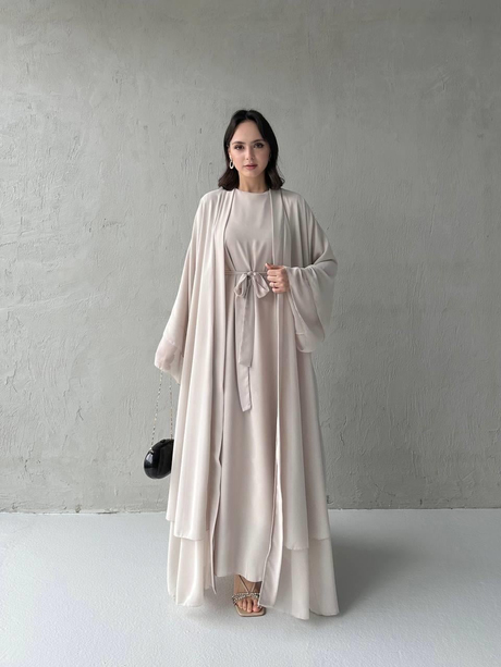 Çift Katlı Şifon Abaya Takım Taş