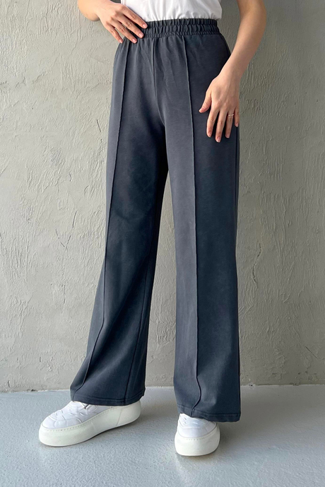 Çizgi Detaylı Pantolon Füme