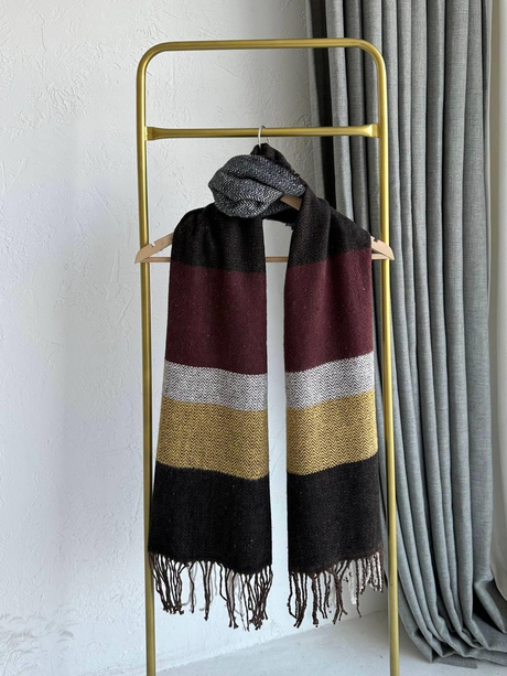 Çizgili Atkı Bordo