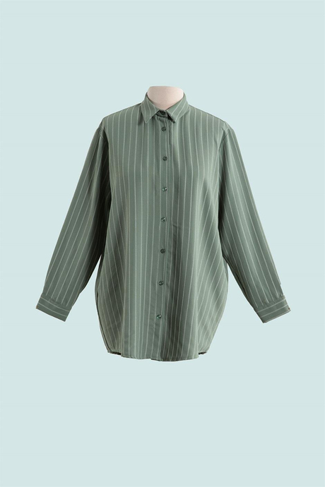 Çizgili Basic Tunik Çağla