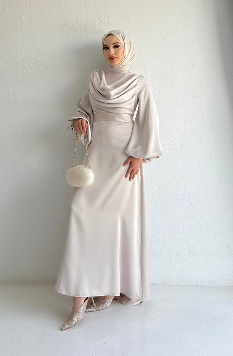 Degajeli Saten Elbise Taş | Moda AlaDegajeli Saten Elbise Taş