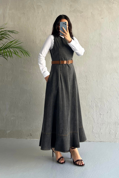 Denim Kemerli Jile Antrasit