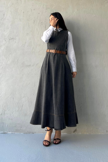 Denim Kemerli Jile Antrasit
