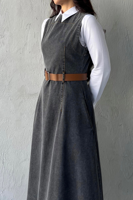 Denim Kemerli Jile Antrasit