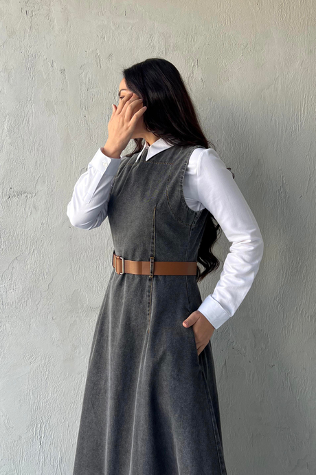 Denim Kemerli Jile Antrasit