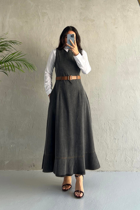 Denim Kemerli Jile Antrasit