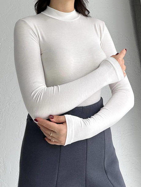 Desenli Balıkçı Body Ekru