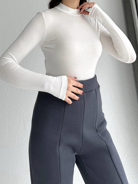 Desenli Balıkçı Body Ekru