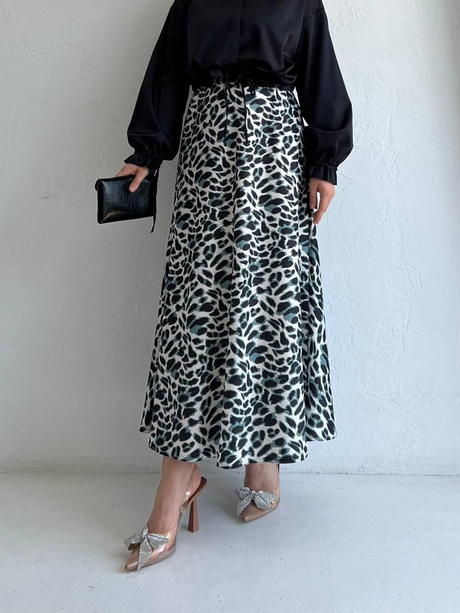 Desenli Hope Saten Etek Yeşil - Moda AlaDesenli Hope Saten Etek Yeşil