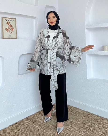 Desenli Mango Kimono Siyah