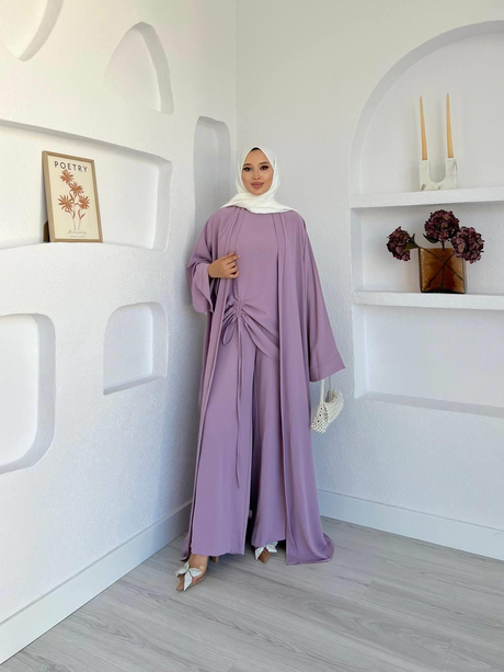 Dökümlü Linda Üçlü Takım Lila