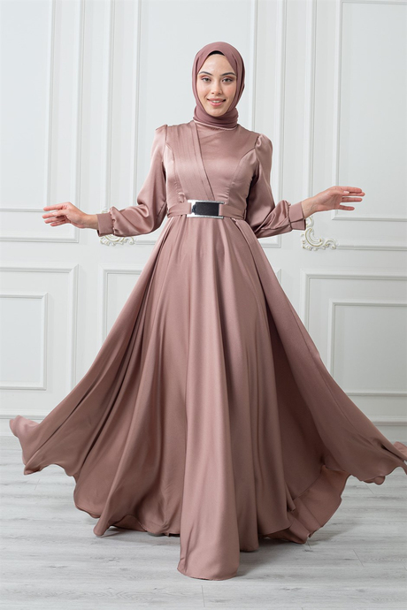 Drape Kemerli Abiye Bej