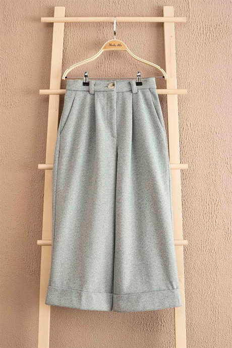 Duble Paça Kaşe Pantolon - Mint