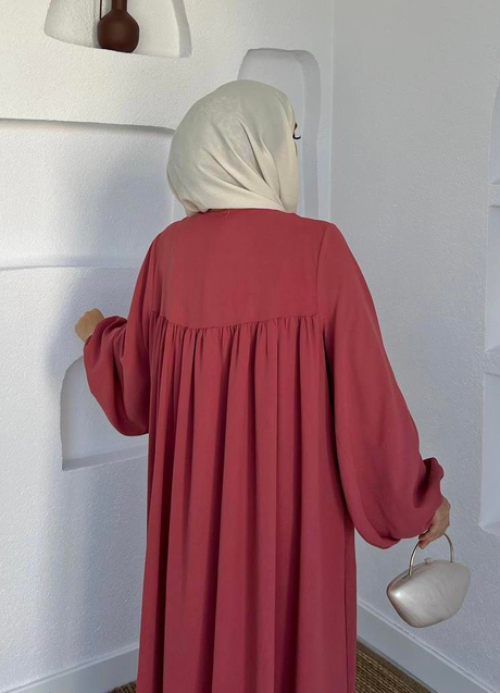 Düğmeli Cepli Salaş Elbise Gül