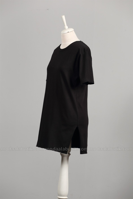 Düz Kısa Kol T-shirt - Siyah