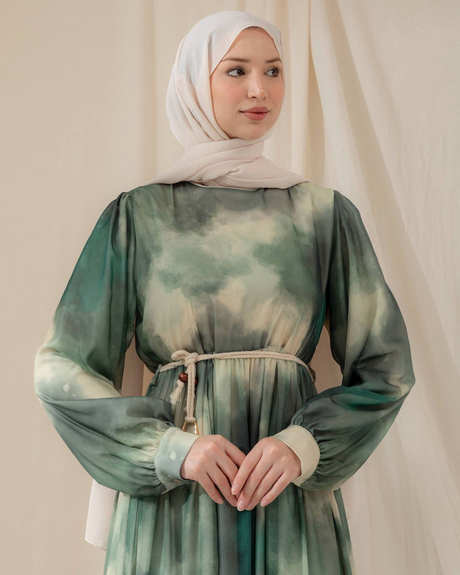 EBRU ŞİFON ELBİSE Turkuaz